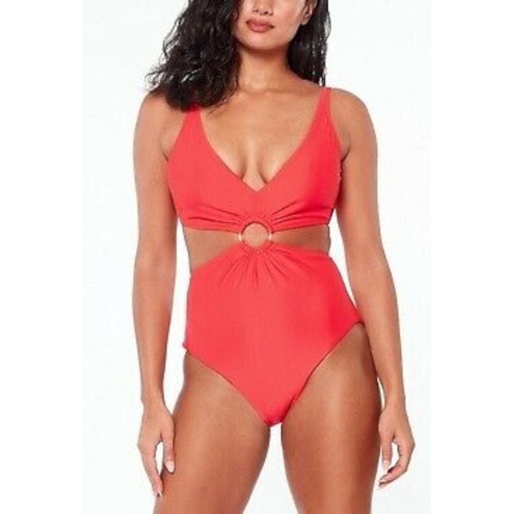 Bar III Swimsuit Coral Ring Deep V Neck Monokini One Piece S Small